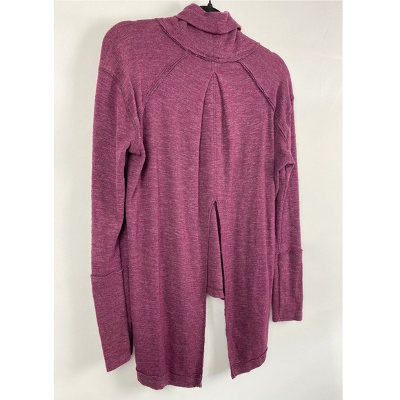 Free People We The Free Lover Split‎ Back Ribbed Turtleneck Sweater, Plum - S - Picture 6 of 9